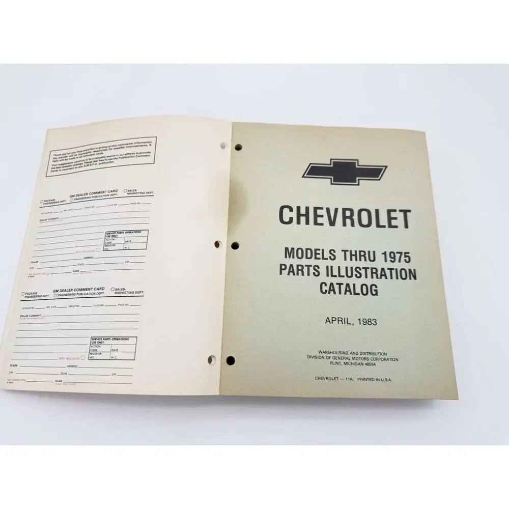 Vintage 1983 Chevrolet Models Thru 1975 Chassis & Body Illustration Catalog GM